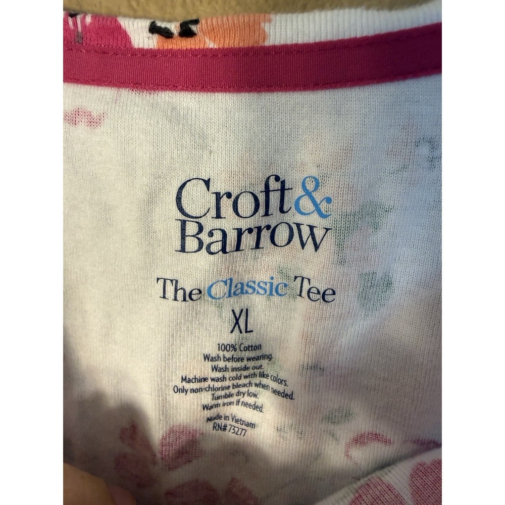 Croft & Barrow Classic Tee 100% Cotton White Floral Short Sleeve Size XL Women's - Picture 2 of 5